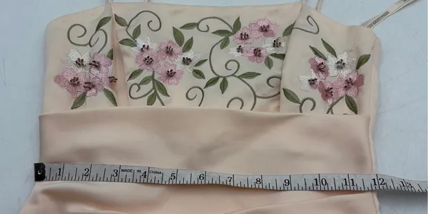 NWT Jodi Kristopher Blush Pink Floral Embroidered Prom Gown Size 1 - Image 5