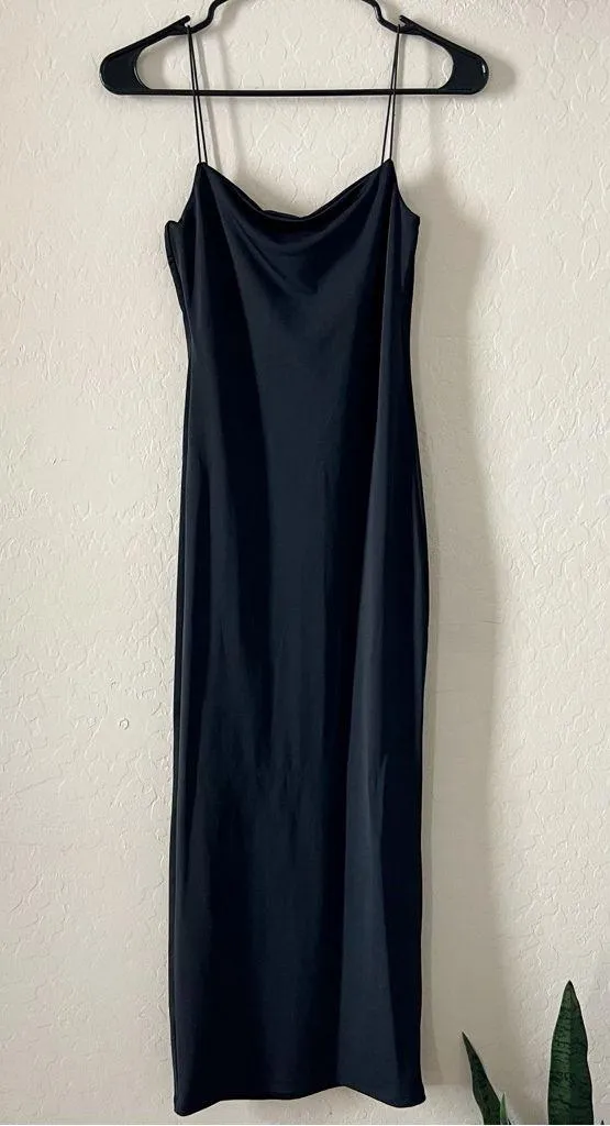 Zara Sleek Black Cowl Neck Maxi Dress - Image 2