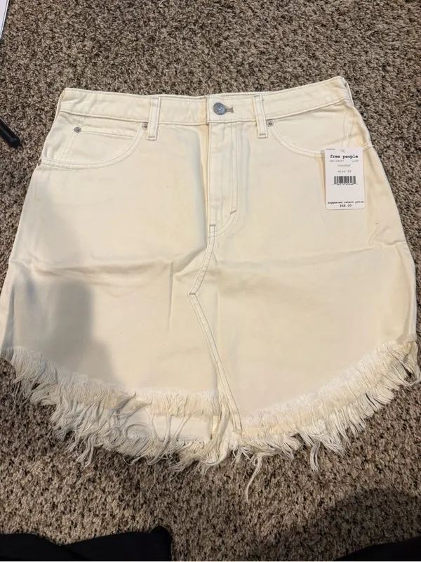 Free People Bailey Denim Mini Skirt - Coconut - Image 4