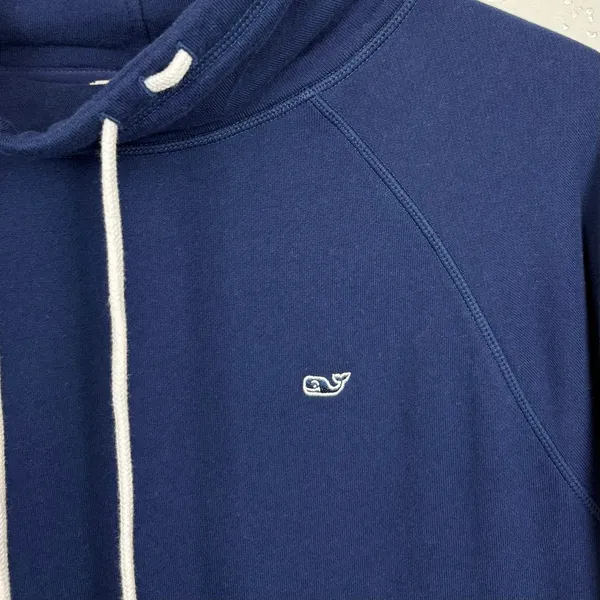 Vineyard Vines Drawstring Cowlneck Pullover Thumbholes 100% Cotton Blue Small - Image 7