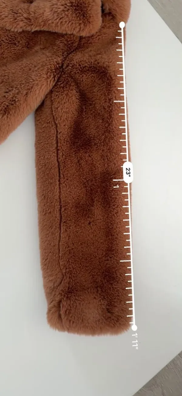 Zara Woman Super Soft Cozy Warm Thick Brown Caramel Faux Fur Coat Jacket Small - Image 10