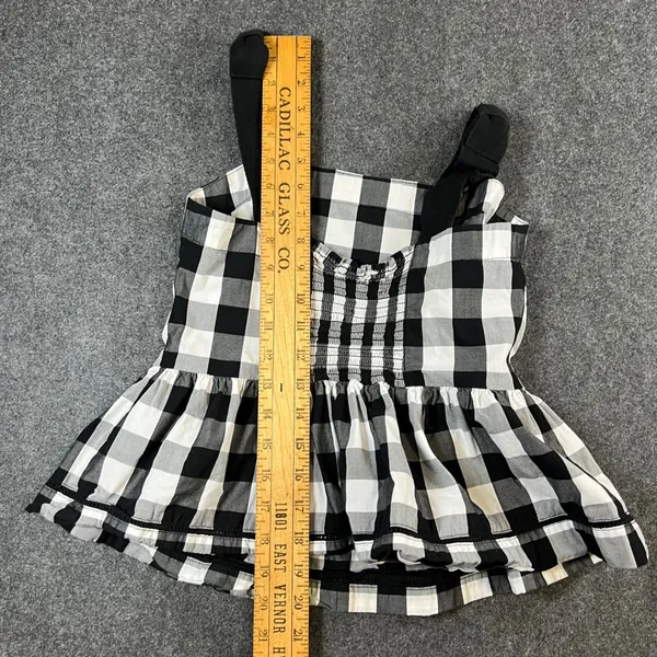 Kate Spade‎ Broome Street Gingham Peplum Top Black White Knotted Strap Size 0 - Image 8