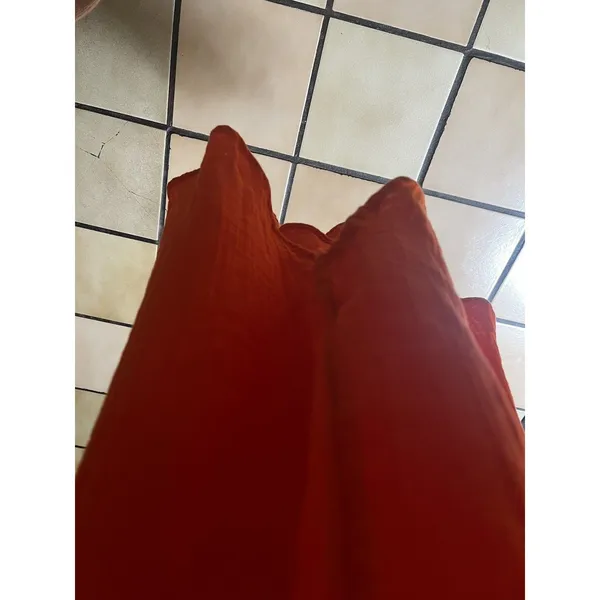 Old Navy halter dress L Orange Flowy Island Trip Cotton Sleeveless Summer Beach - Image 6
