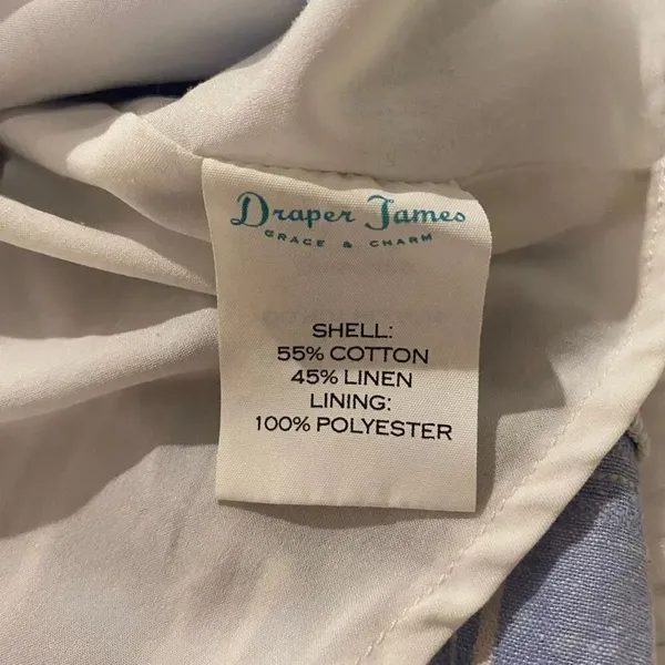 Draper James Linen Embroidered Dress in Blue White Size 14 - Image 7