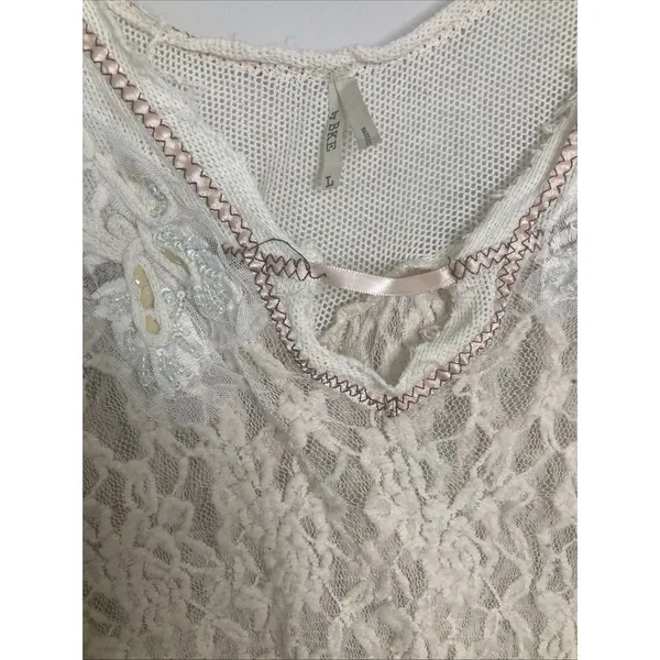 Gimmicks by BKE Y2K Buckle Womens Top Sheer Lace Front Back Beaded Embroider Size L - Image 2