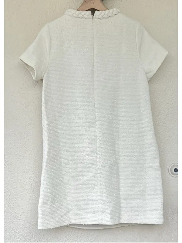Tuckernuck Pearl White Tweed Jackie Mini Dress M Old Money Preppy Pockets Thick - Image 8