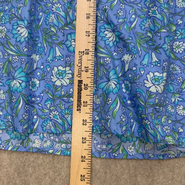 J.Crew Floral High Neck Button Bib‎ Blouse Blue Green XS Cotton Prairie Preppy - Image 7
