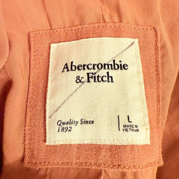 Abercrombie & Fitch Linen Blend Open Front Blazer Jacket Mauve Pink Women's Lg - Image 3