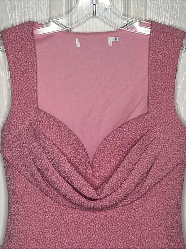 Y2K Style Mauve Cowl Neck Tank Top Textured Draped Bust Going Out Size S - Image 3