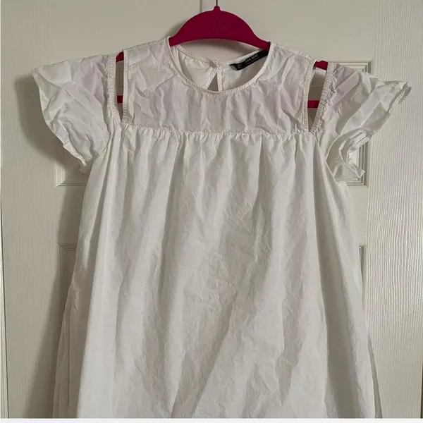 Zara white babydoll coquette romper summer coastal nautical classic fresh medium - Image 6