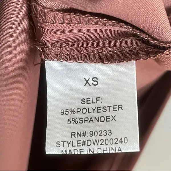 NWT Kendall +‎ Kylie Slip Drsss FLAWS Brown Size XS Midi Tie Milkmaid Satin - Image 10