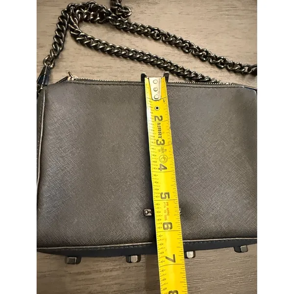 Rebecca Minkoff Avery Crossbody Bag Black Saffiano Leather‎ Gunmetal Chain OS - Image 7