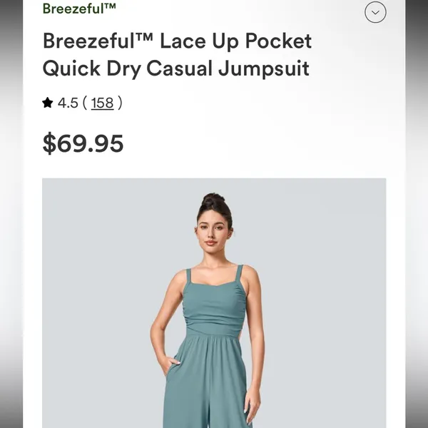 Halara Breezeful Lace Up Pocket Quick Dry Casual Jumpsuit nwot active spring $70 - Image 6