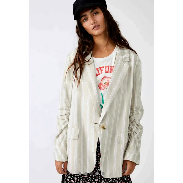 Free People Fern Striped Blazer size L - Image 4