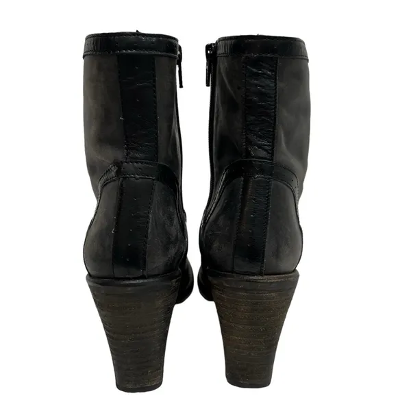 Free People Winding Road Heel Distressed Leather Ankle Boots Black/Grey Size 8 - Image 9