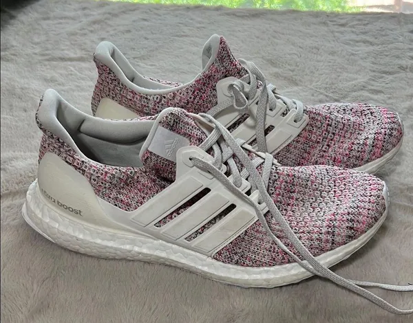 Adidas Women's Ultra Boost Pink and White Sneakers - Image 3