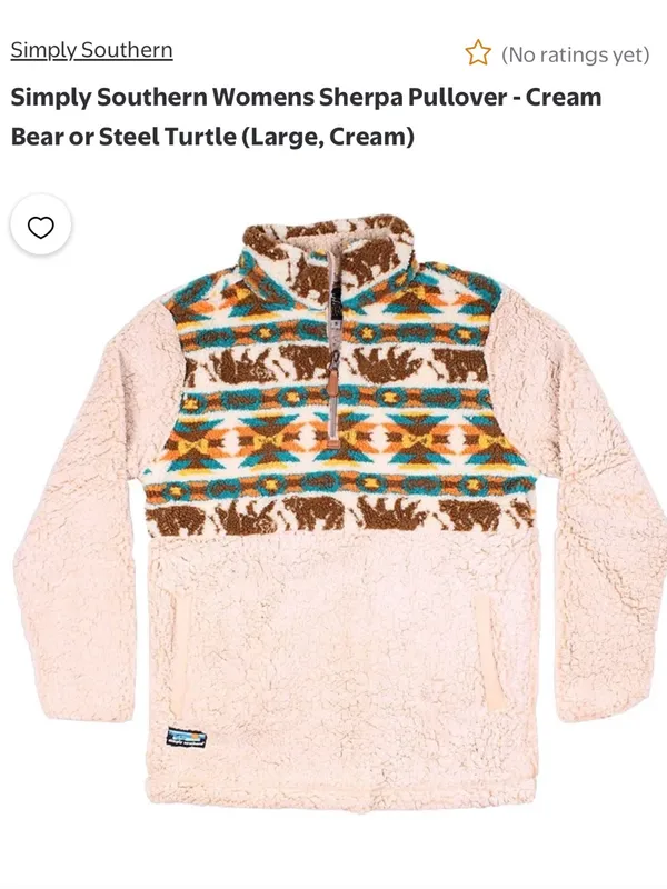 Simply Southern Cream Sherpa Zip Pullover with Teal & Orange Pattern - Image 6