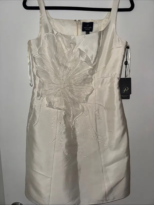 Adrianna Papell Ivory Embellished Mini Sheath Dress - Image 10