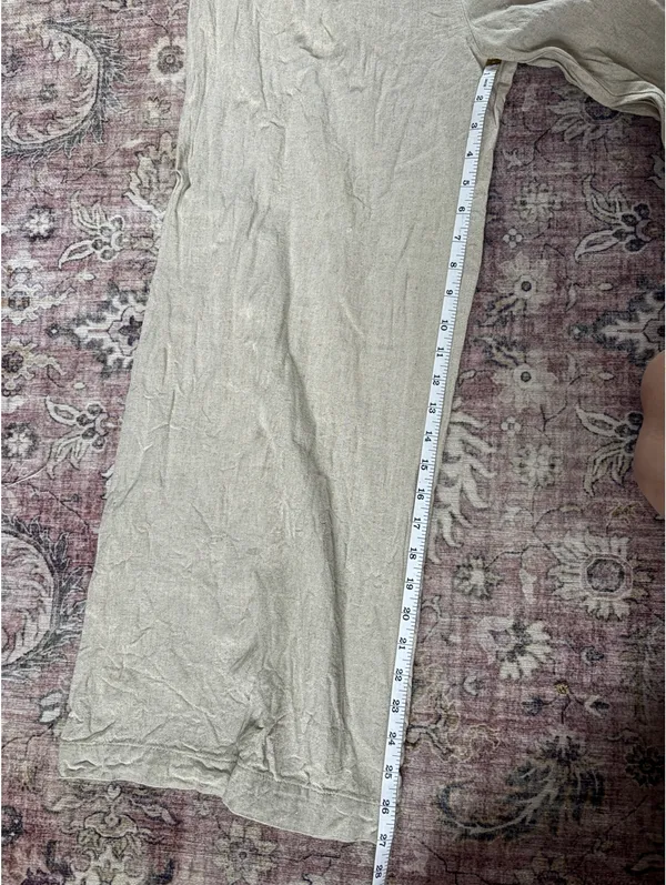 Zara Flowy Linen Tan Pants - Image 6