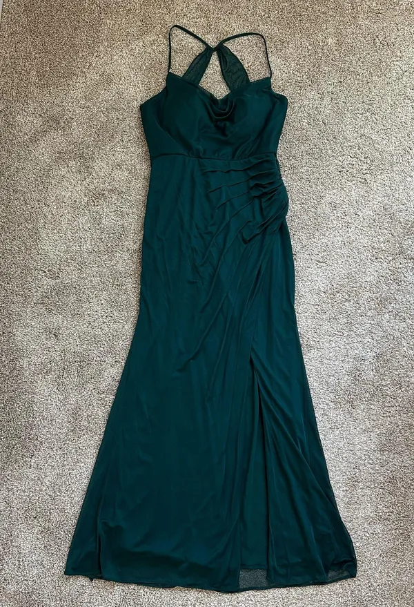 Azazie Pine Green Halter Gown - Image 5