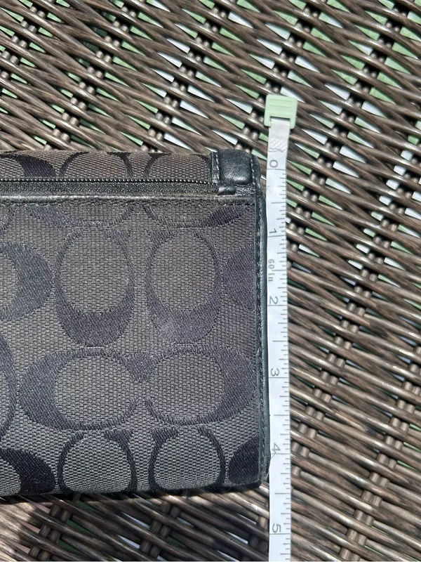 COACH Wallet Credit Cards ID Tri-Fold Canvas leather black signature C billfold - Image 7