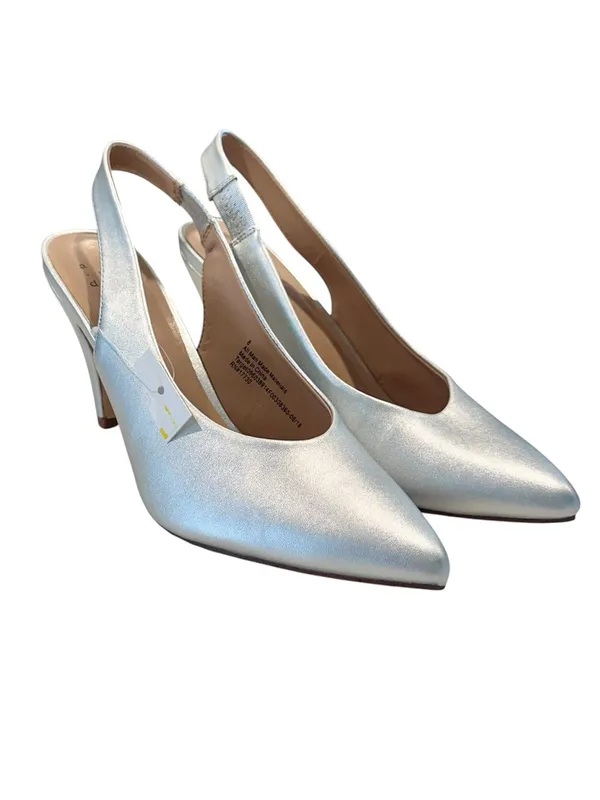 NEW a new day Silver Pointed-Toe Slingback High Heel Pumps - Size: 8 - Image 2