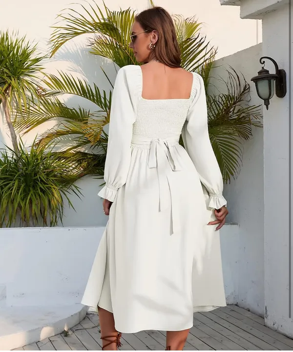 Amazon White Puff Sleeve Dress - Image 4