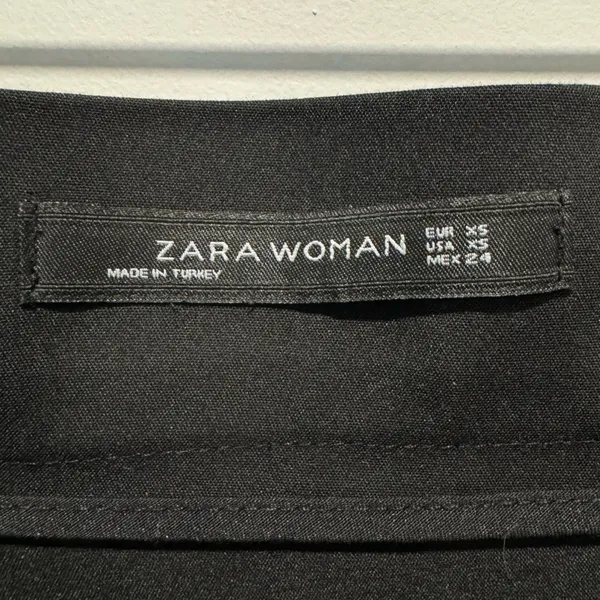 Zara Zip High Low Flounce Skirt Knee Length Contemporary Front Zip Closure Black - Image 10