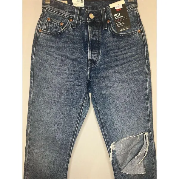 NWT Levi's 501 Original Women's Jeans Size 23 x 30 Straight Leg Distressed - Image 5