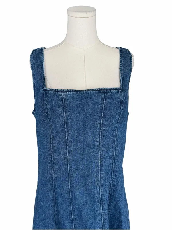 Abercrombie - Mila Squareneck Denim Mini Dress Blue Sz XL Petite - Image 4