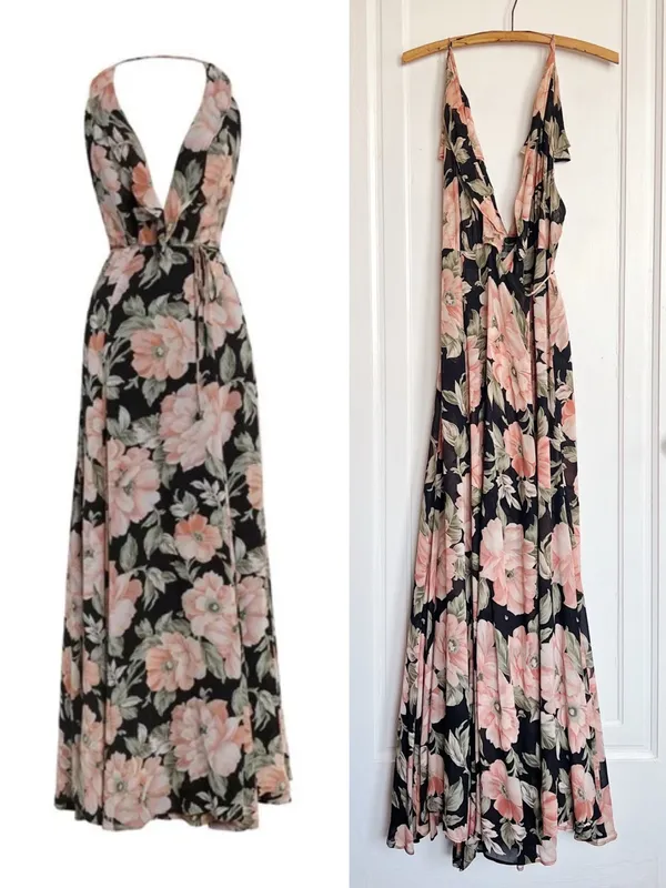 Reformation • Arianna Dress maxi wrap gown De Marie dark floral - Image 2