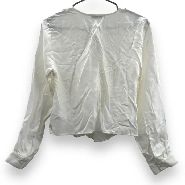 Madewell Brushed Ruched-Front Long Sleeve V Neck Top in Lighthouse Sz 0‎ NEW - Image 6