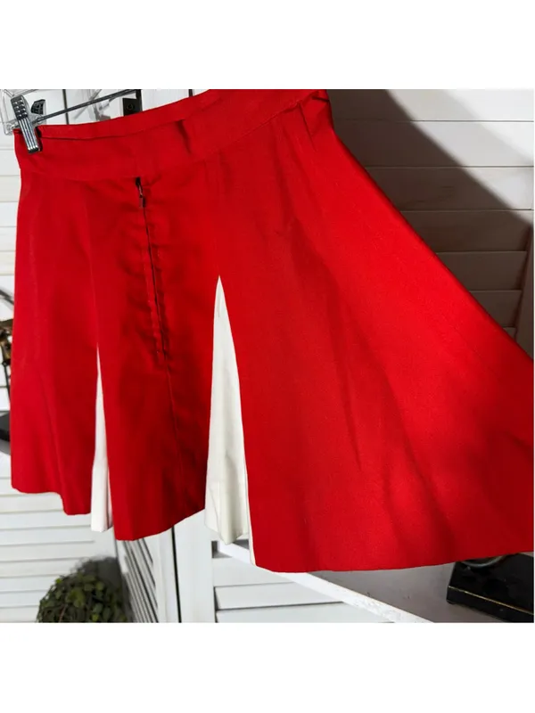 Vintage 90s cheerleader mini skirt white red pleated costume cosplay pinup sz S - Image 3
