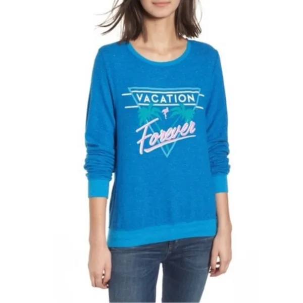 Dream‎ Scene by Wildfox Vacation Forever Relaxed Fit Sweatshirt Blue Size XL - Image 4