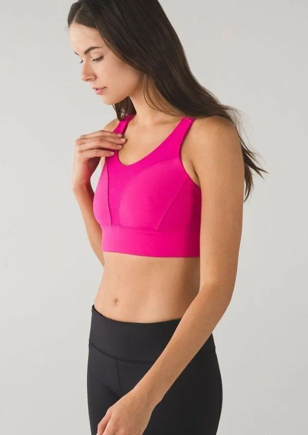 NEW LULULEMON Oxygen Bra Long Line Raspberry Pink Size 4 High Support Mesh NWOT - Image 4