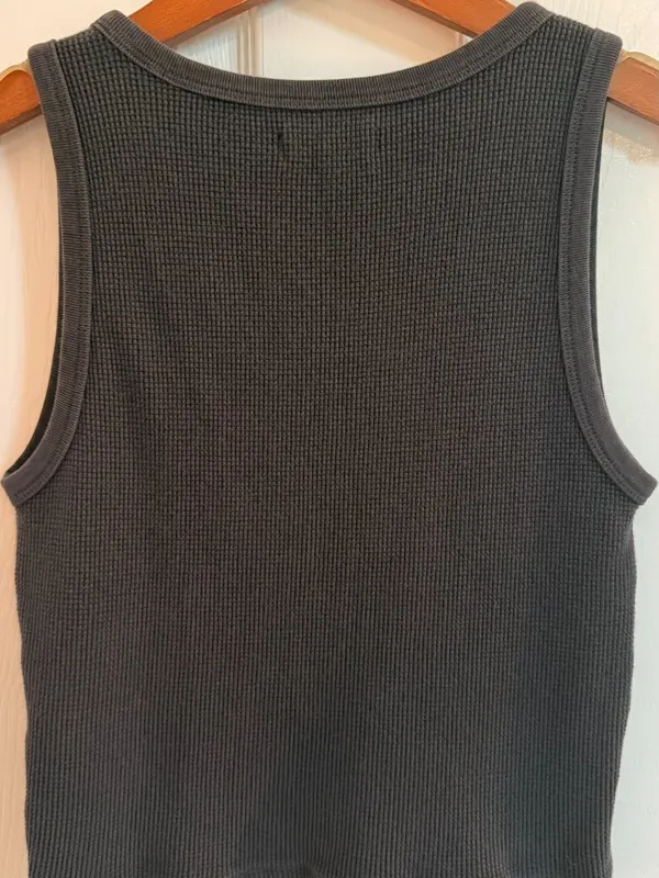 Madewell Waffle Knit Scoop Neck Crop Tank Dark Grey Medium - Image 8