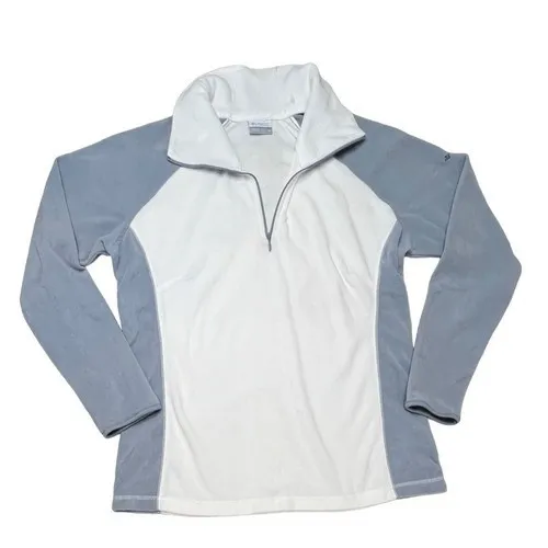 Columbia Artic‎ Air Fleece Grey White Quarter Zip Top Pullover SMALL Cozy Casual - Image 3