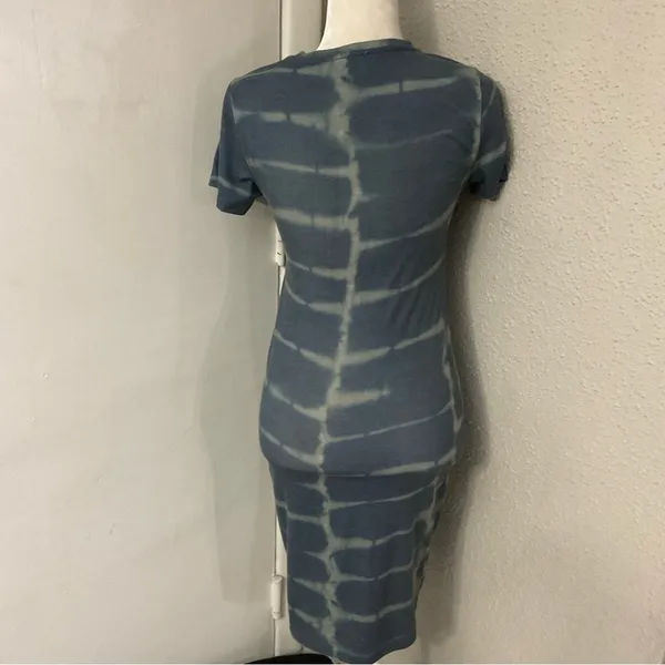 ASOS Blue Tie Dye Bodycon Crewneck T-shirt Dress 4 Comfy Cozycore Hippie Casual - Image 2
