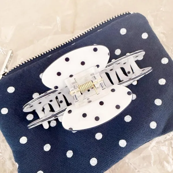 NEW Parke white blue polka dots hair clip claw clip * - Image 4