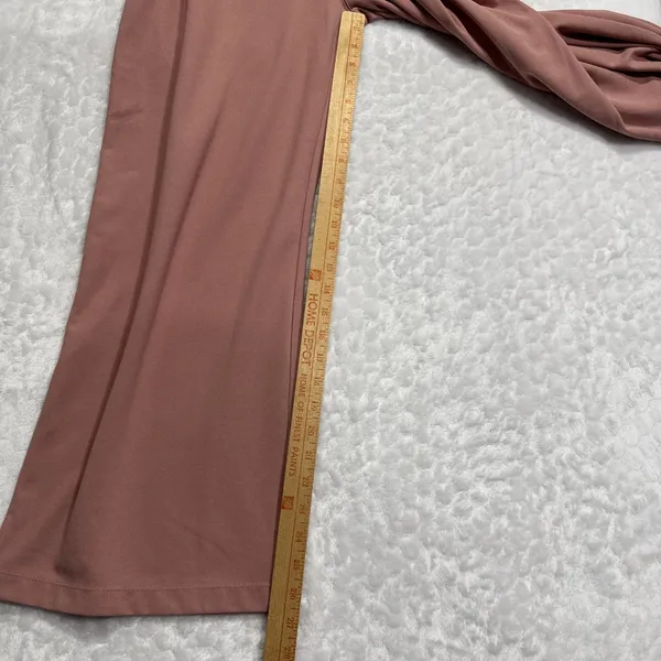 Womens High Waisted Wide Leg Waffle Pants Pockets Rose Tan XS Petite Work Office - Image 6