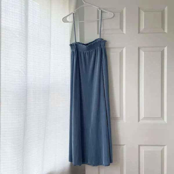 Zara Powder Blue Plisse Pleated Midi Dress - Image 2