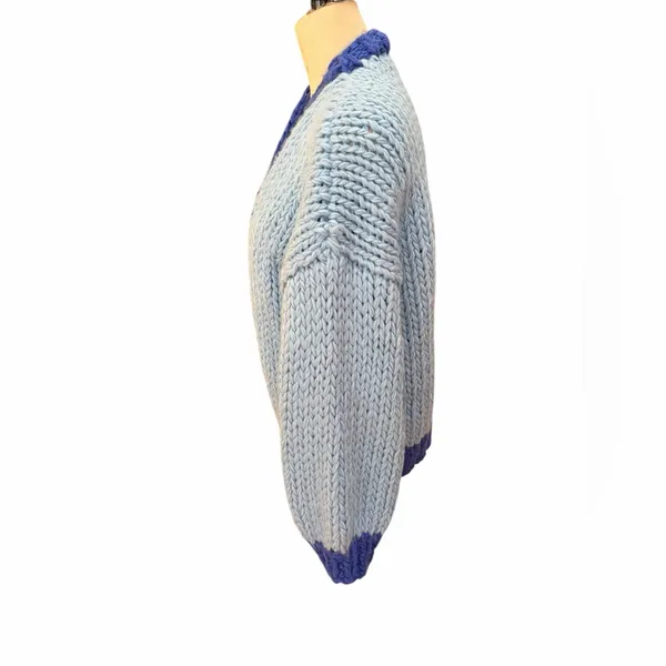 Princess Polly chunky Light Blue and Dark Blue‎ Cardigan size xs/s - Image 3