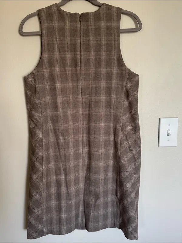 NWT Banana Republic Plaid Shift Mini Sleeveless Dress Brown Tan Women’s Size 6 - Image 7