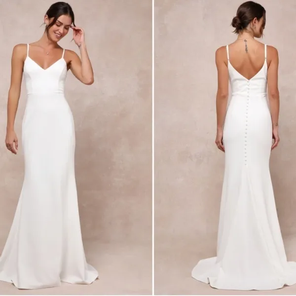LULU's Bridal Wedding Chic Modern Sexy Elegant Minimalist Mermaid Trumpet Gown - Image 2