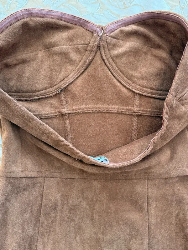 By The Way Brown Suede Mini Dress Faux Suede Western Boho XXS - Image 2