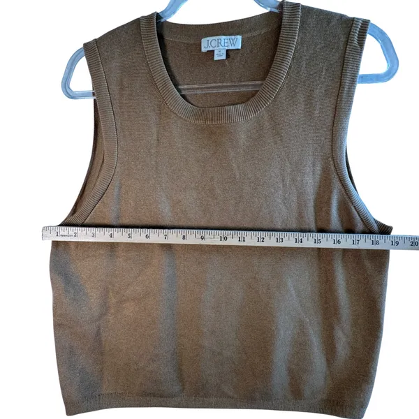J Crew Sleeveless‎ Sweater Tank Camel Knit Crew Neck Preppy Classic XL Old Money - Image 7