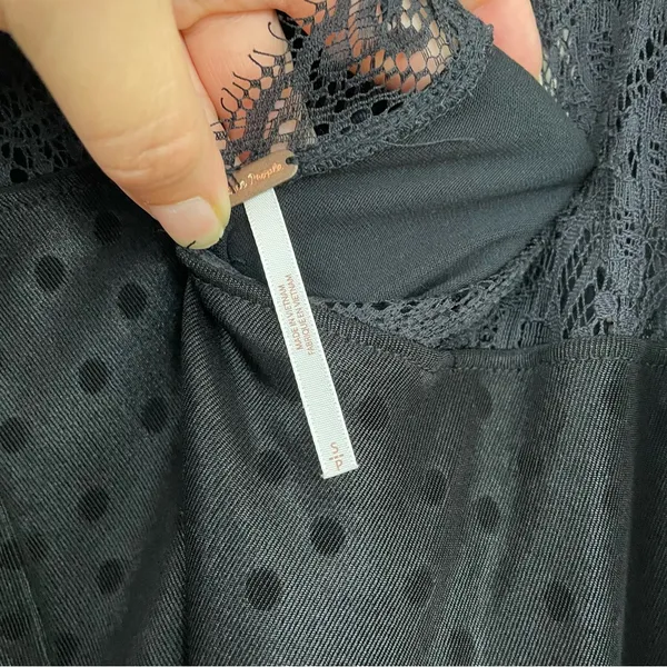 Free‎ People Fairy Goth Swing Black Polka Dots Asymmetrical Dress NWT Size S - Image 9