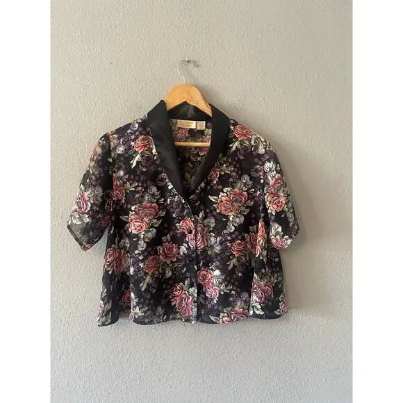Victoria's Secret Vintage 90s Sheer Floral Loungewear Crop Top - Image 2