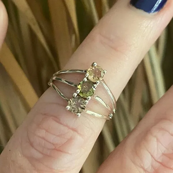 Natural Multi Tourmaline Solid Sterling Silver Ring Size 6 - Image 4