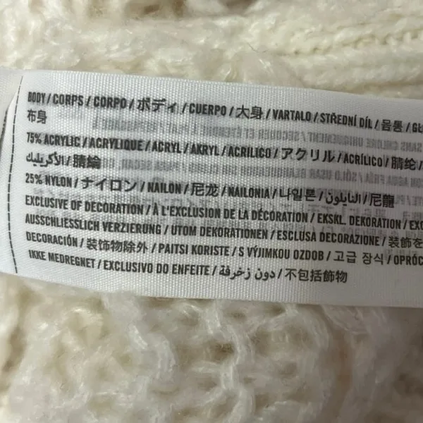 Abercrombie & Fitch Cream Waffle Knit V Back Long Sleeve Sweater Top Size M - Image 4